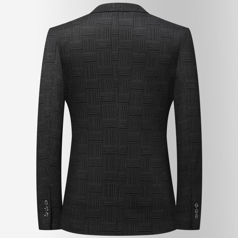 Осенне-зимний нейлоновый эластичный костюм мужской молодежный клетчатый костюм без глажки тонкий модный повседневный однобортный костюм