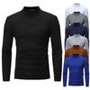 Mens Long Sleeve Winter Solid Color Turtleneck Male Casual Regular-Fit Tops Blouse