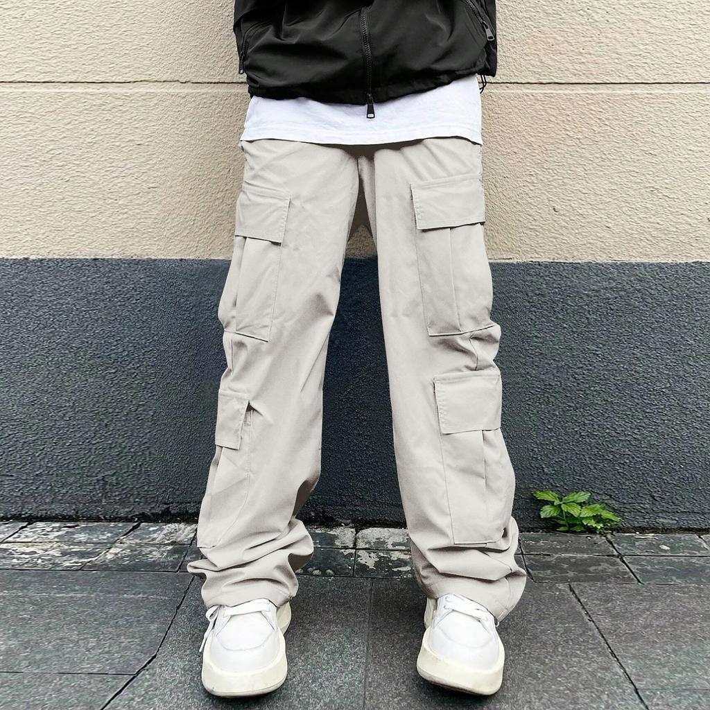 Men's Overalls Drawstring Multi Pocket Casual Pants Hiking Pants Cotton Twill Pants