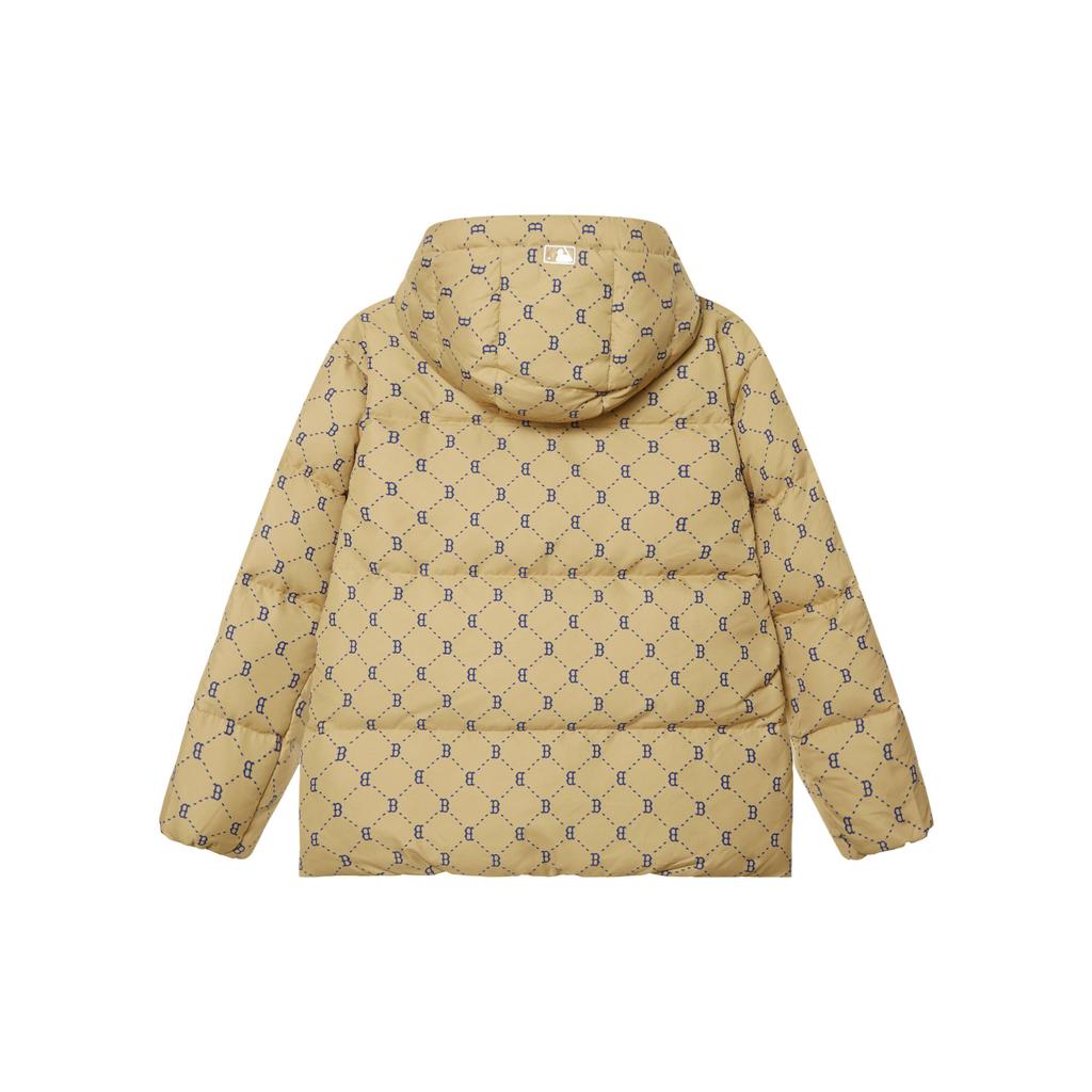 MLB Monogram Boston Red Sox FW24 По всему изделию Ромбовидный узор 3D Вышитый логотип Утиный пух Теплая короткая пуховая куртка с капюшоном и коротким рукавом 3ADJM1146-43BGL