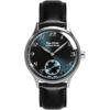 The STAC Japanese-made Wristwatch, 36mm, Classic Retro Design, Men's/Women's, Unisex, Blue-Green, Black Leather, ST-AR002