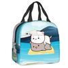 Mochi Cat Chef Peach Insulated Lunch Bag for Outdoor Picnic Peach And Goma Resuable Thermal Cooler Lunch Box Women Children