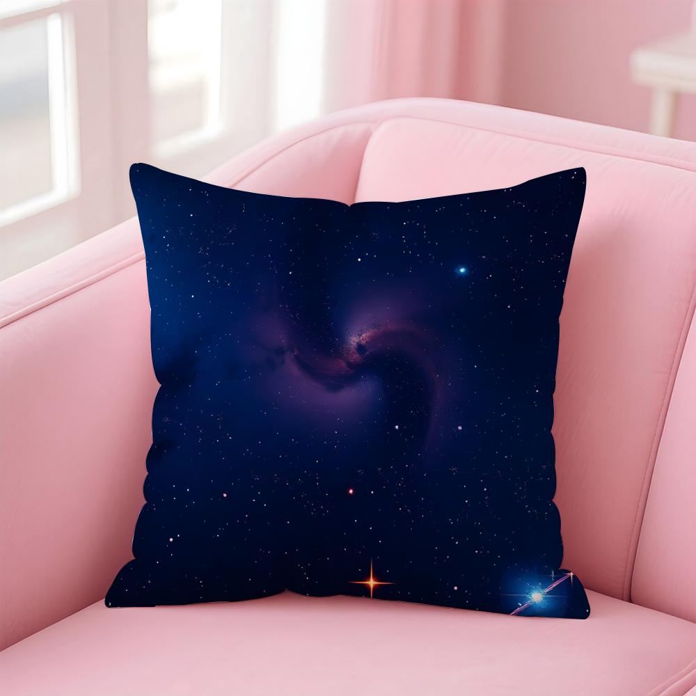 PPretty dream Galaxy starry sky Cushion Cover Pillow Case Soft Friendly Fabric Concealed Zipper