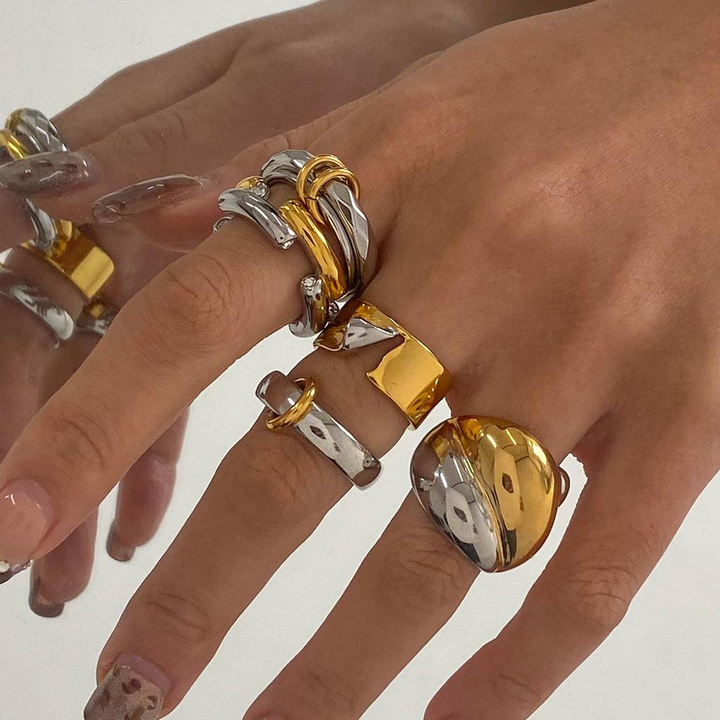 Youthway Золотое и из нержавеющей стали геометрическое открытое кольцо циркон унисекс персонализированные ежедневные украшения новое