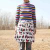 Canvas Apron with Multi-Pockets Egg Gathering Apron for Farm Home Adjustable Waist Fun Rooster Print Utility Apron for Gardening Cooking