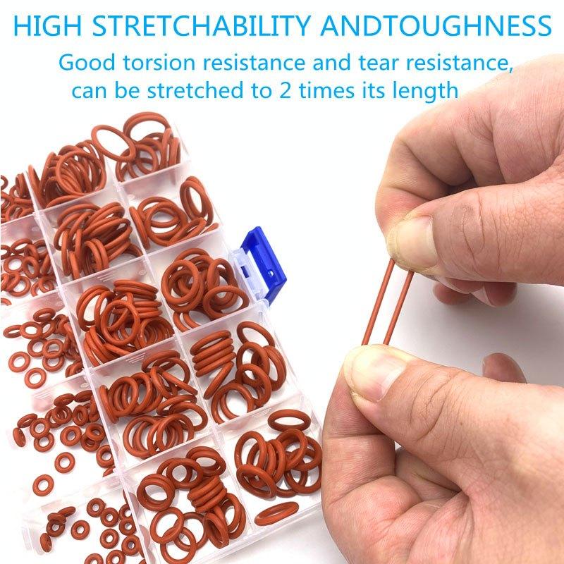 225 шт. уплотнительные кольца красные силиконовые уплотнительные кольца VMQ уплотнительные кольца силиконовая шайба резиновый набор уплотнительных колец Ассортиментный комплект комплект коробок с кольцами