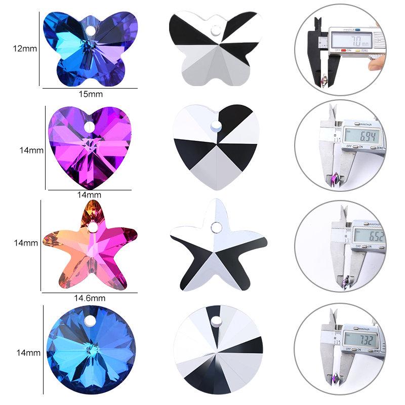 Разноцветный кулон в форме сердца, стеклянные бусины-бабочки, хрустальные подвески в форме звезды для женщин, изготовление ювелирных изделий, ожерелья, серьги, фурнитура