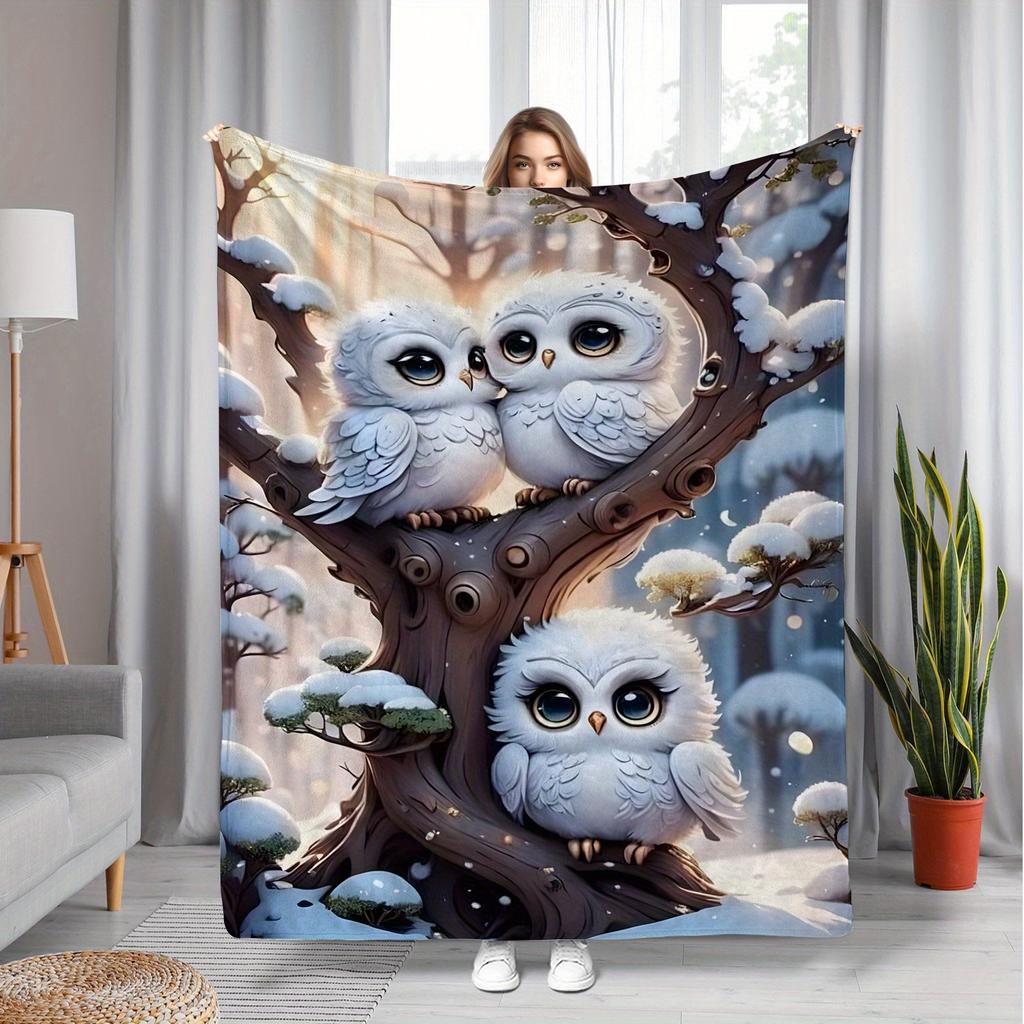 1 Eagle on a Tree Branch, Cute Looking Lightweight Flannel Blanket, Suitable for Sofas, Beds, Travel, Camping, Living Room, Office, Sofa, Ch