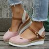 Lucyever Wedge Closed Toe Sandals Women Summer Plus Size Ankle Buckle Espadrille Shoes Woman Casual Thick Sole Platform Sandles