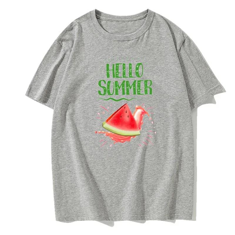 Summer Fashion Watermelon Retro Men's English Letter Round Neck High Quality Casual Street European Size T-Shirt