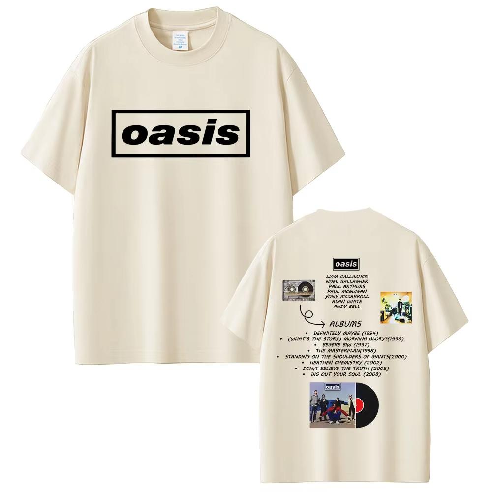 Футболка O-Oasis Футболки британской рок-группы Мужская Женская Повседневная Футболка оверсайз Мужские Высококачественные Хлопковые Футболки с коротким рукавом