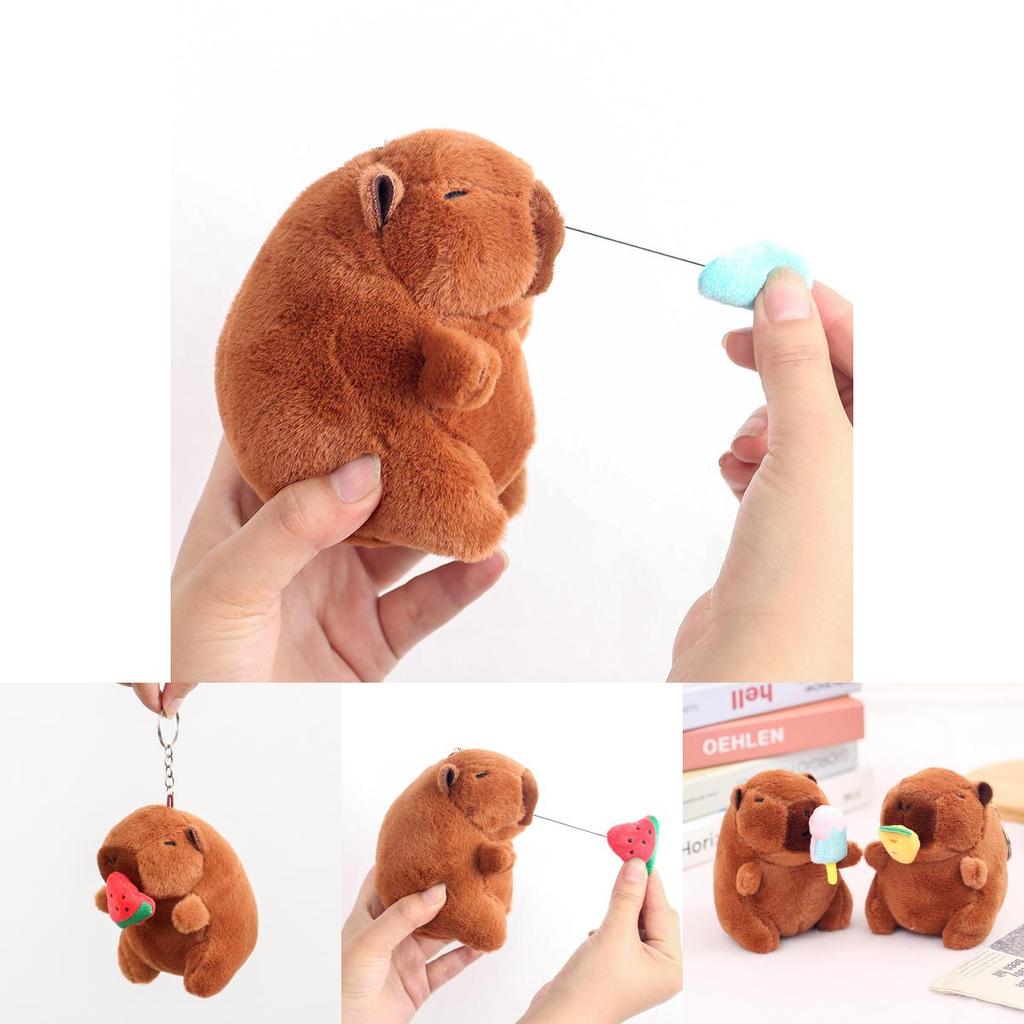 Creative Strawberry Watermelon Ice Cream Capybara Plush Toy Pendant Keychain For Kids Gift