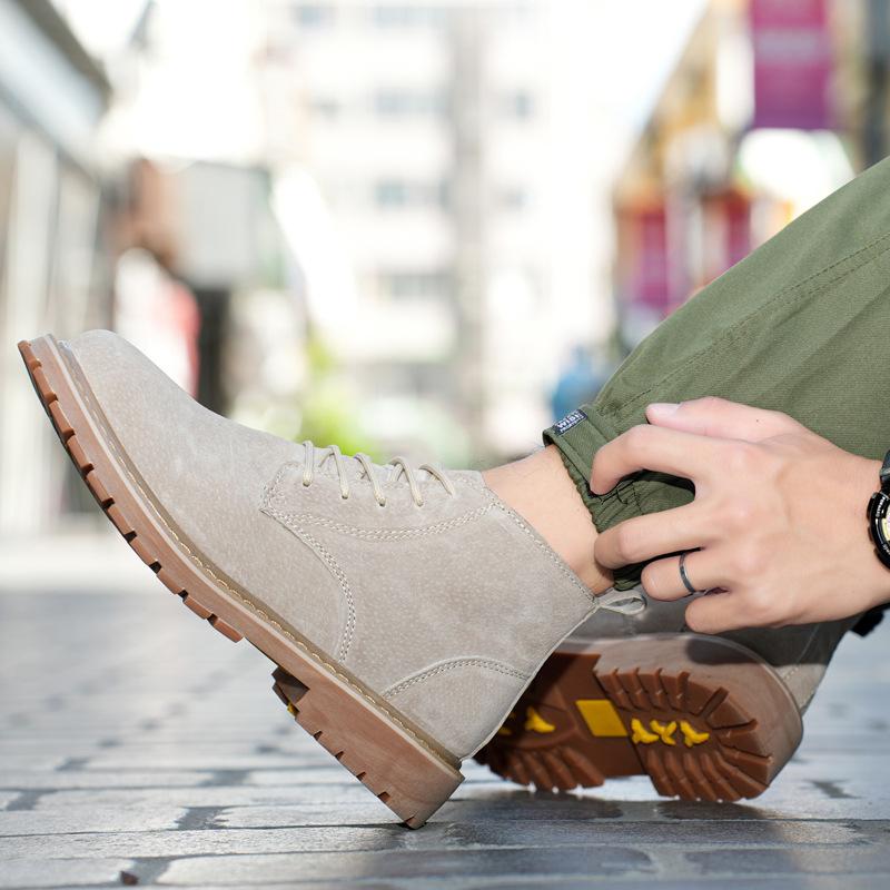 Однотонные ботинки Мартин мужские трендовые универсальные в британском стиле высокие осенне-зимние кожаные ретро ботинки в стиле милитари простые модные туфли