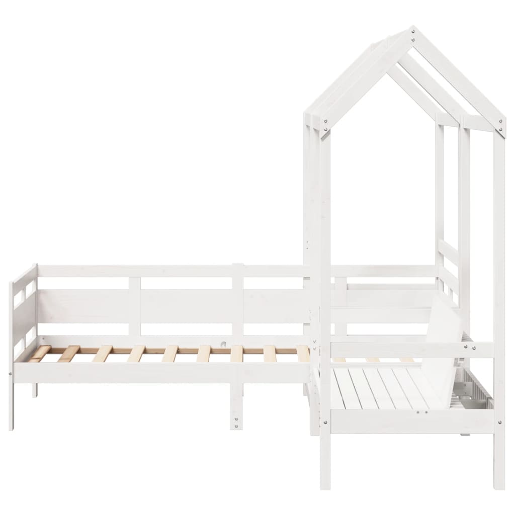 Daybed and Bench with Canopy White 80x200 cm Pine Wood