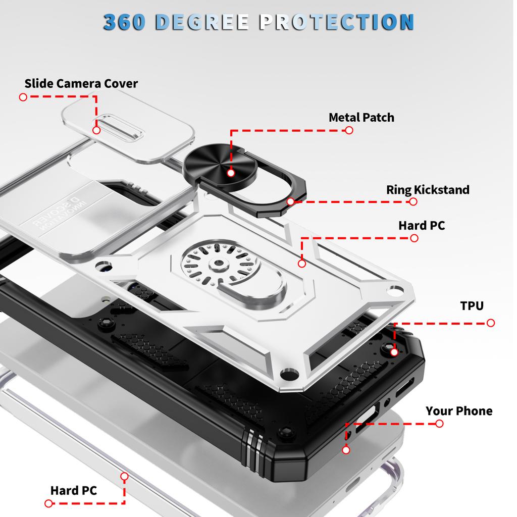 For Samsung Galaxy A55 5G Kickstand Case TPU+PC Camshield Hybrid Phone Cover