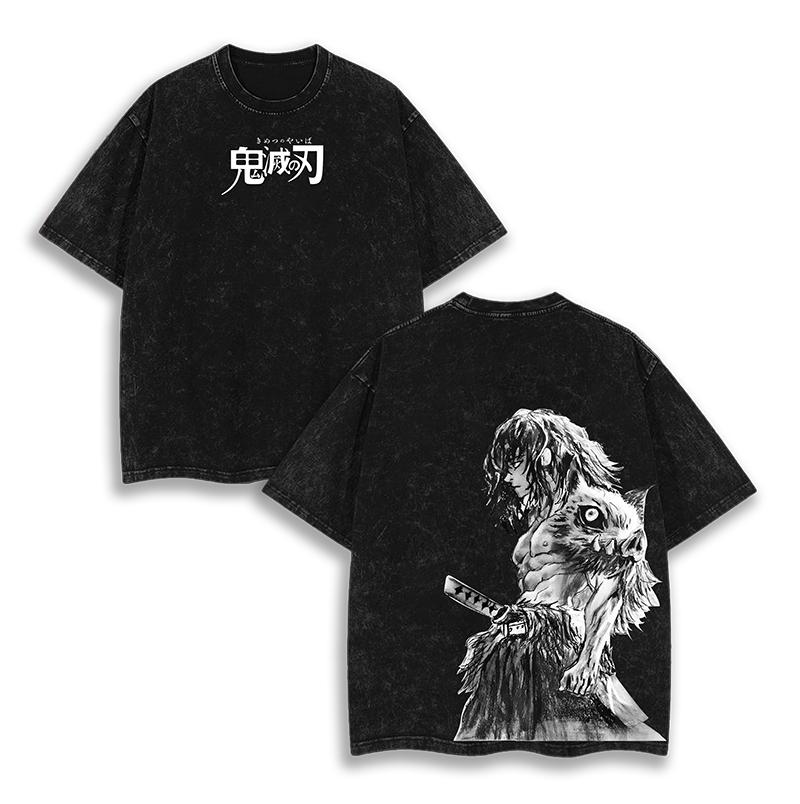 Футболка с принтом Хашибира Иноске Клинок, рассекающий демонов Аниме Оверсайз Одежда Мужчины Женщины Хлопковые Футболки Ретро Стирка Футболка Харадзюку Футболки Женская Мужская Одежда