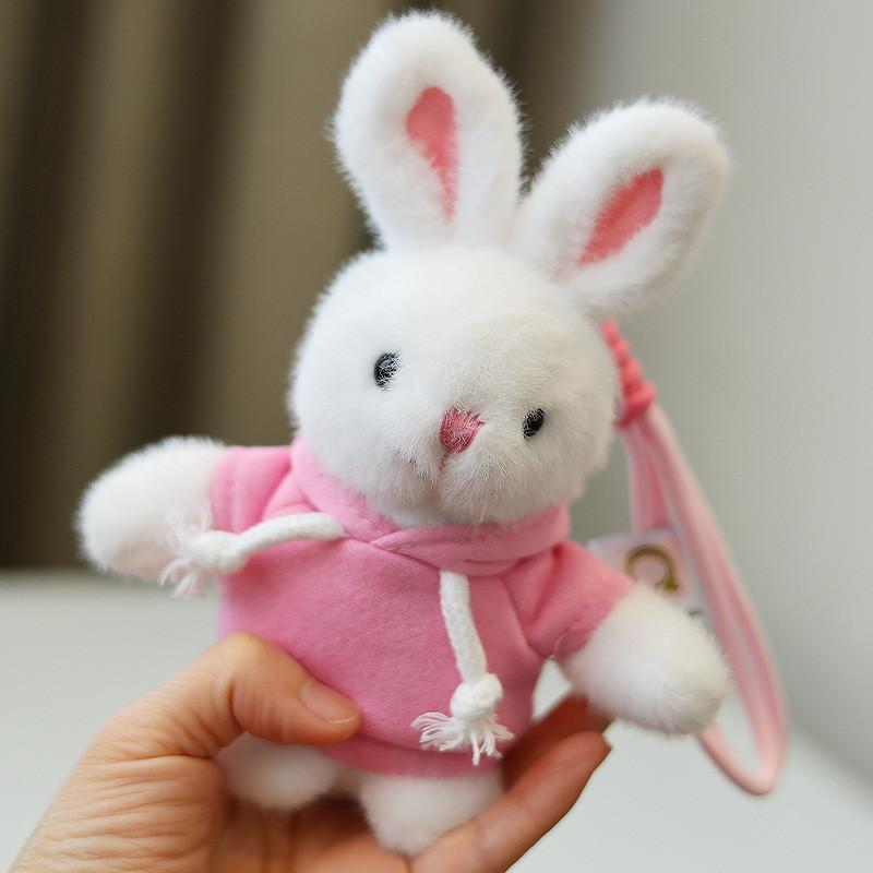Rabbit Plush Keychain Toy Cute Stuffed Animal Doll Kids Birthday Gift Keyring