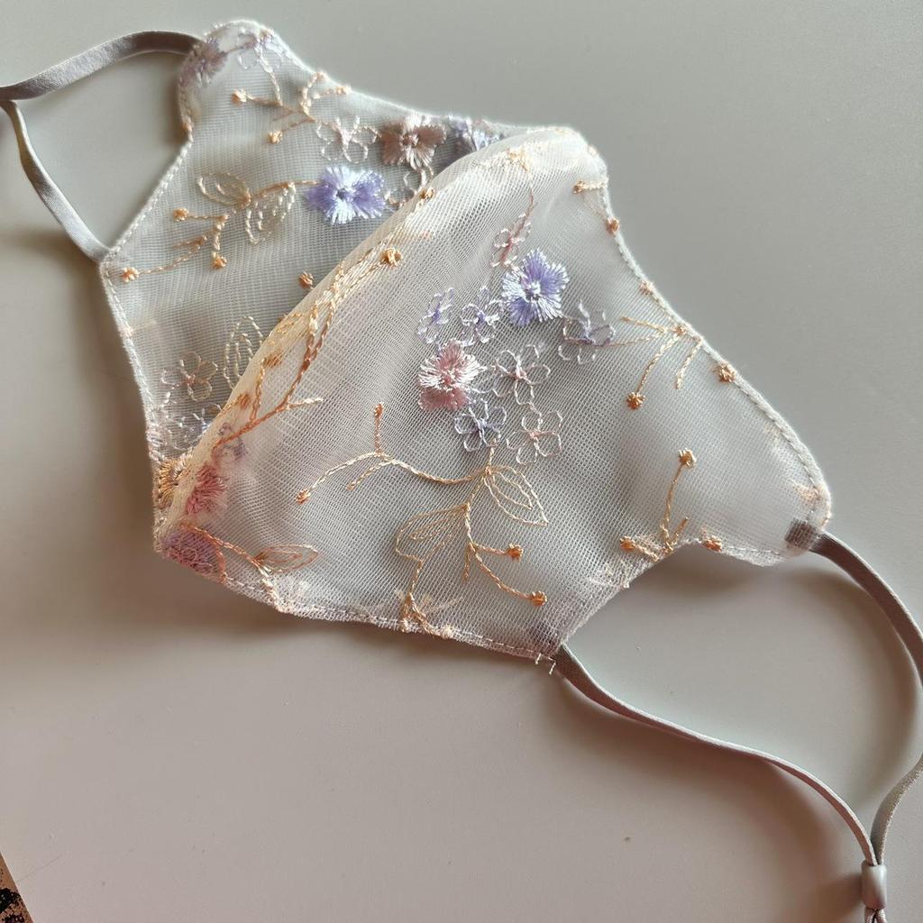 Кружевная вышитая сетчатая маска для лица со стразами - Дышащая и пыленепроницаемая для весны/лета