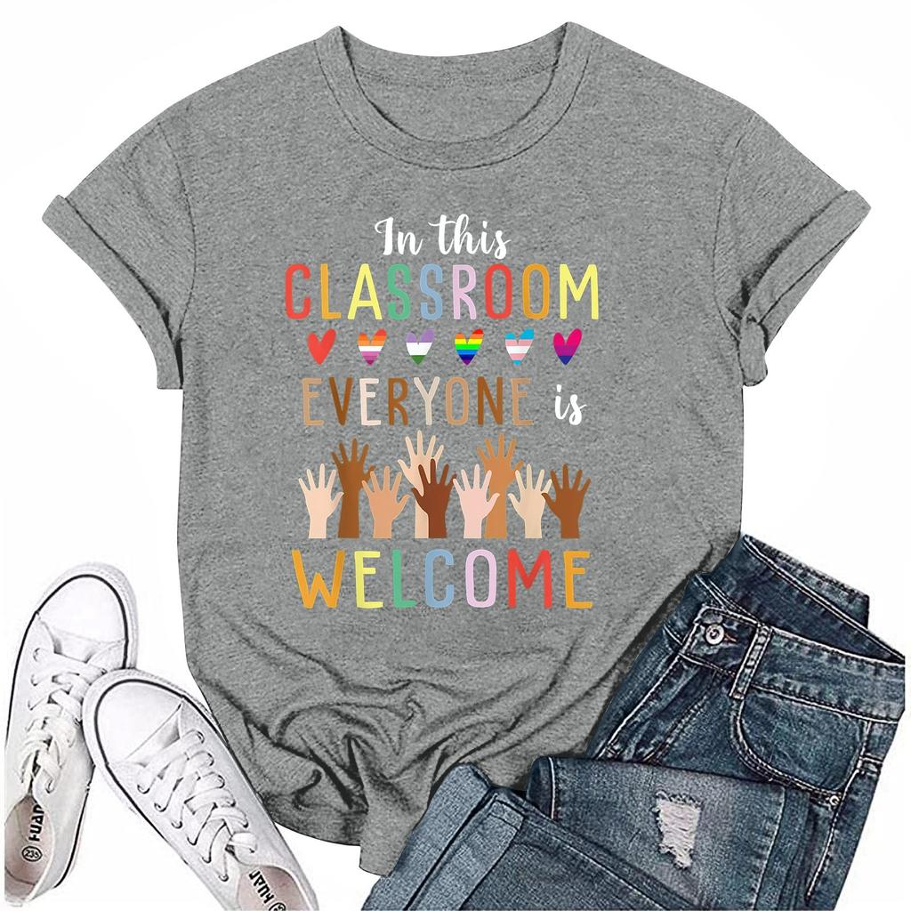 Взрослые Повседневные Ежедневные Круглый вырез с принтом Короткие рукава Футболка Топ с буквами