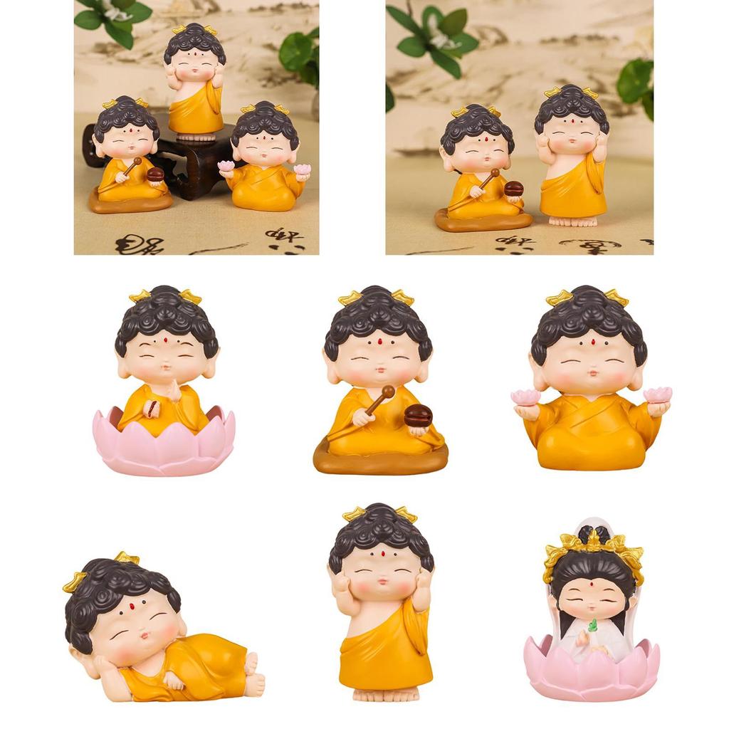 Buddha Statue Portable Ornament Mini Sculpture for Hotel Bookshelf Bedroom