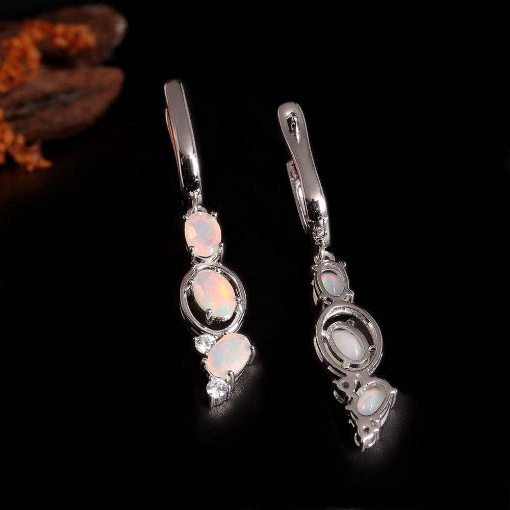 Элегантные ювелирные изделия из серебра 925 пробы с натуральным опалом, камнем, рожденным в октябре, в комплекте с серьгами для женщин и девочек, в подарок на банкет и день рождения