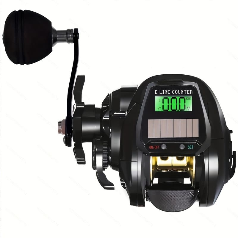 Электронная рыболовная катушка для ловли с приманкой, водонепроницаемая, со светодиодным экраном, с USB- и солнечной зарядкой, с высоким передаточным числом, устойчивая к коррозии в морской воде, для дальнего заброса