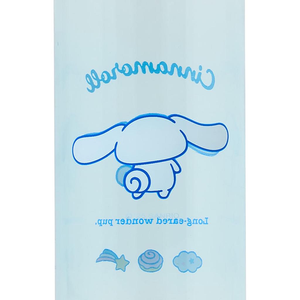 Sanrio Clear Bottle with Cinnamoroll Body and Saturated Polyester Silicone Direct Drinking Cold Water Product 065765 Handle, Design, Lid Resin,