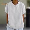 Women Casual Shirt Lapel Short Sleeve Solid Color Pullover Top Solid Color Loose Fit Shirt Tops Streetwear