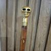 Brass Skull Handle Walking Cane, Handcrafted Wooden Stick, Elegant Gentleman's Accessory, Unique Father's Day Gift