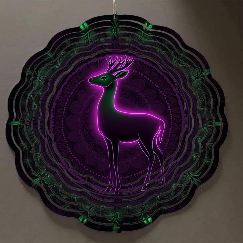 10-дюймовые колокольчики ветра с животными и 3D-мандалой, вращающиеся яркие узоры без батареек для уличного декора, идеальный праздничный подарок