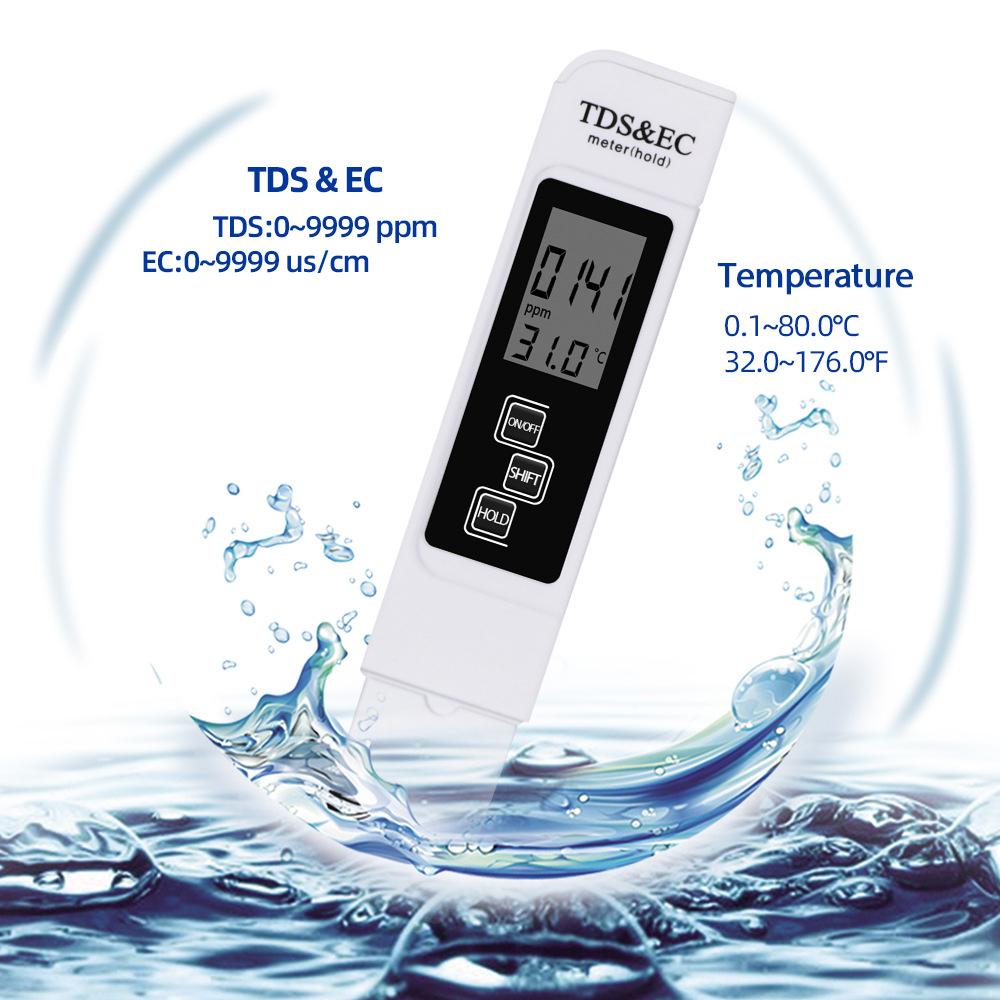 3 in 1 Water Quality Tester Digital Meter Water Quality Analyzer Detector TDS  EC  Temperature 5Mins Auto Shut Down