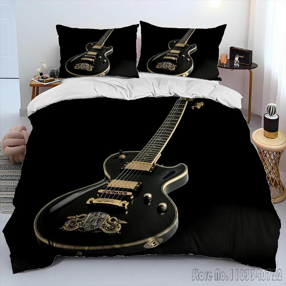 Комплект пододеяльника 3D Классическая гитара Электрогитара HD Чехол для одеяла для детских постельных комплектов Постельное белье Декор спальни