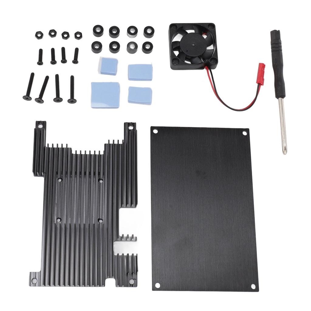 Aluminium Alloy Case with Cooling Fan Efficient Heat Dissipation Metal Protective Shell for Orange Pi 5 5B