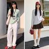 Женская повседневная хлопковая футболка SPAO с длинным рукавом и вышивкой медведя
