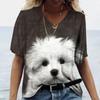 Женская футболка с изображением животных, футболка с 3d принтом милой собаки, женские модные футболки, топы с v-образным вырезом и короткими рукавами, футболки, футболка с милым домашним животным, топ Kawaii