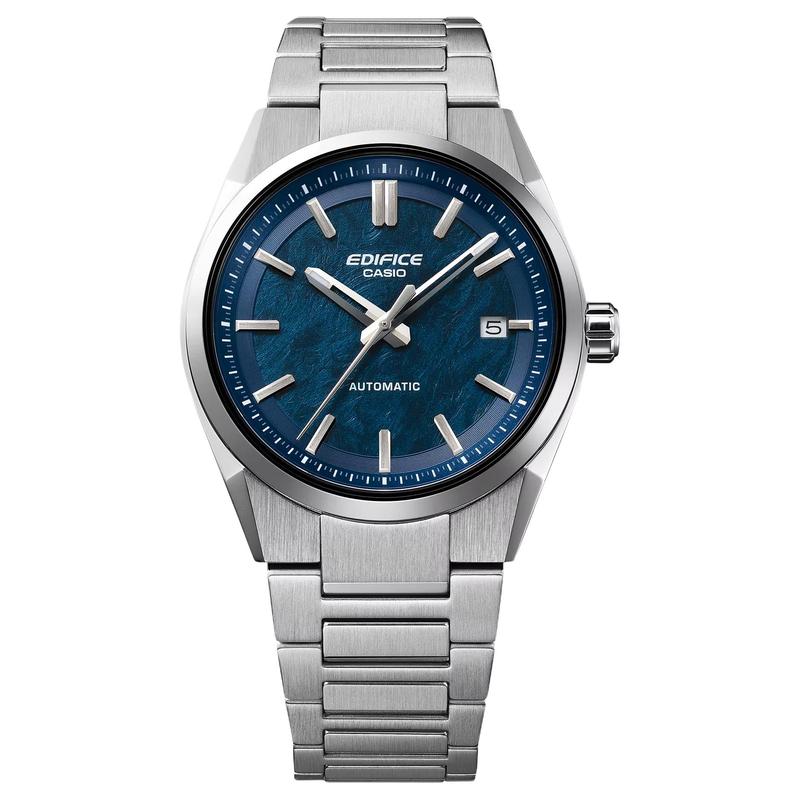 Casio EDIFICE автоматические трехстрелочные 100-метровые водонепроницаемые автоматические/ручные механические часы Стальной ремешок мужские часы синий циферблат EFK-110D-2A