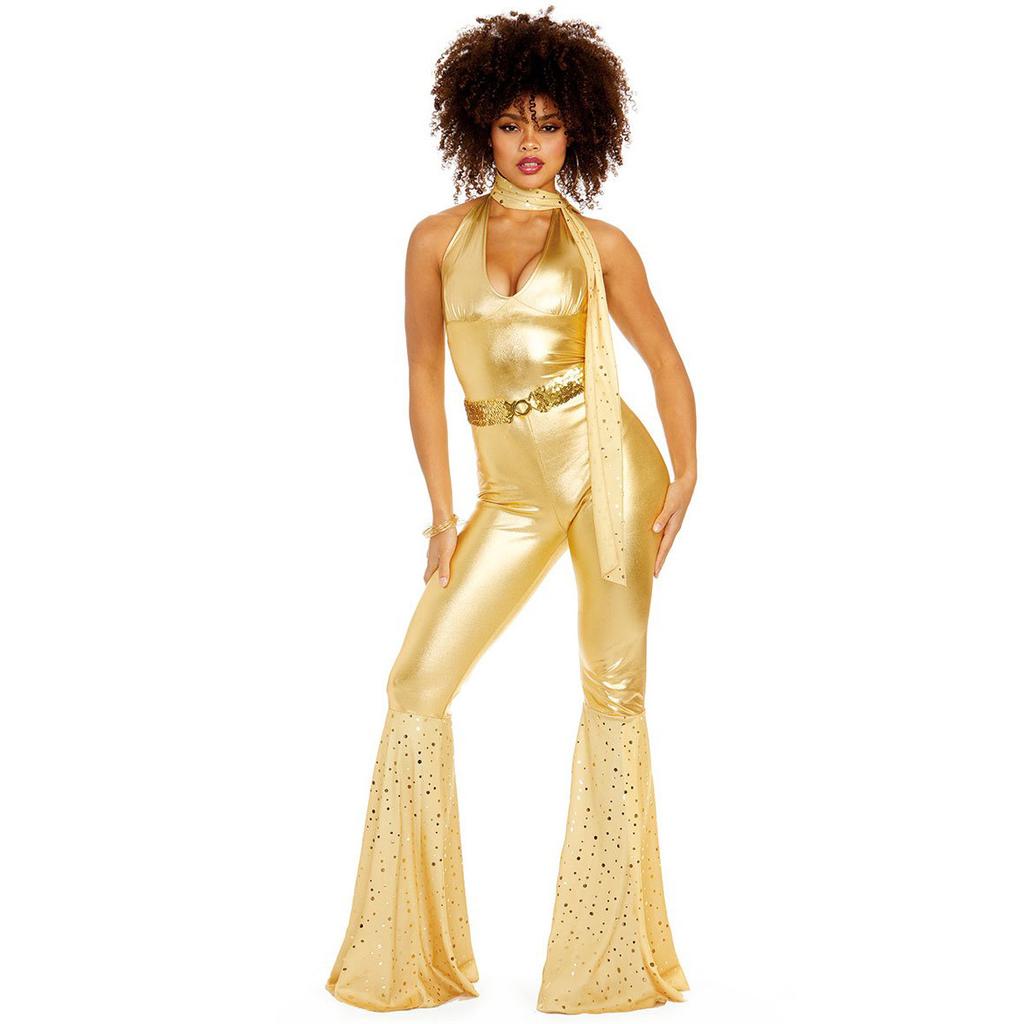 Ladies' s Vintage Disco Prom Suit Cosplay Halloween Costume Cos Suit Patent Leather Suit