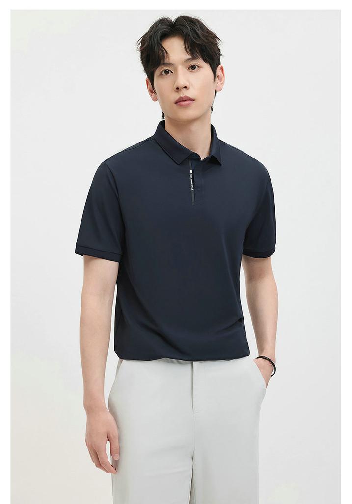Brocade ammonia bead ground short sleeved collar polo