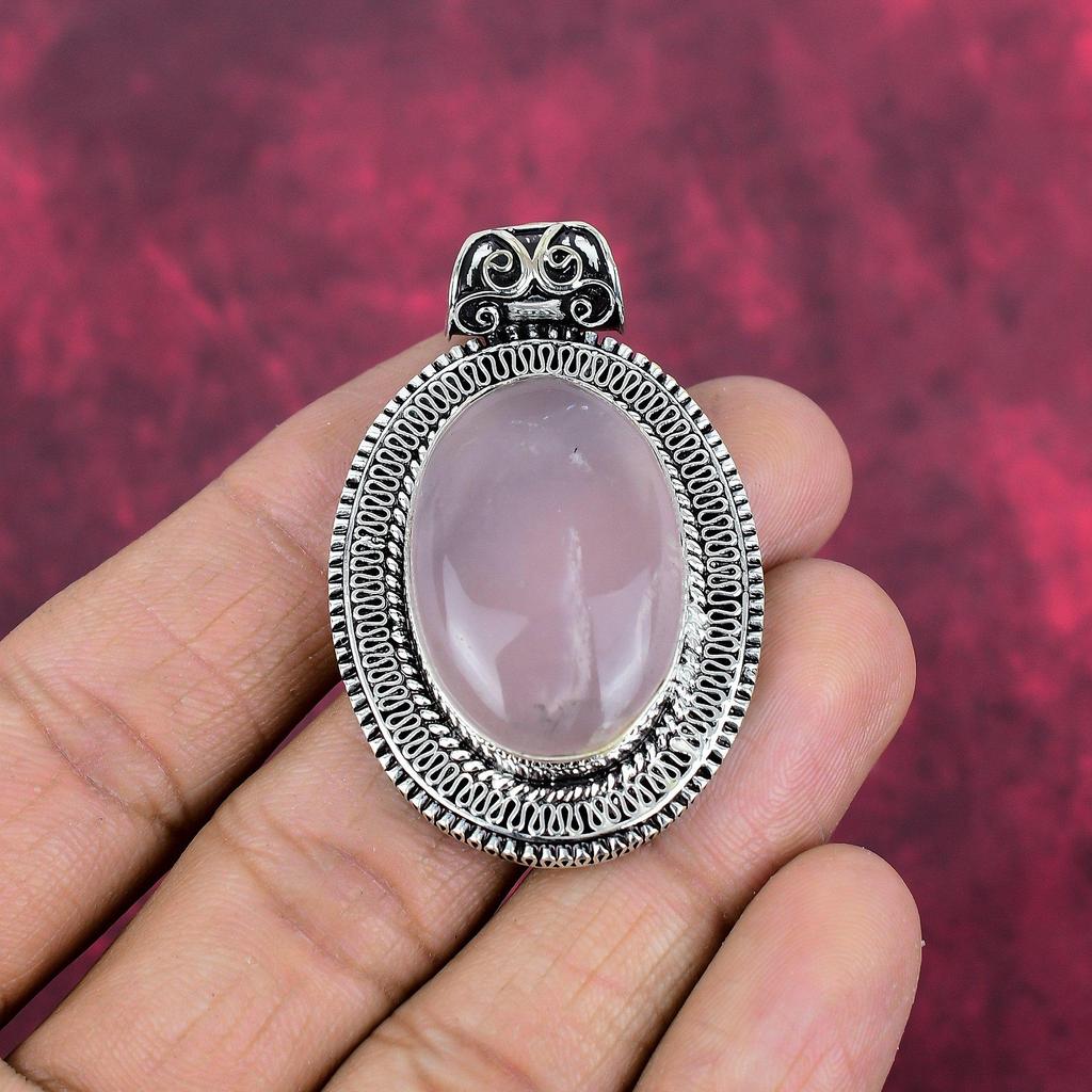 Ювелирные изделия из розового кварца, кулон из стерлингового серебра 925 пробы, ювелирные изделия ручной работы с драгоценными камнями, подарки для жены, абсолютно новый кулон