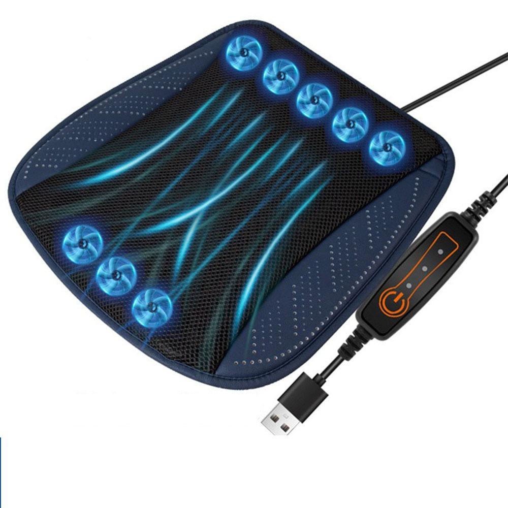 with 8/5 USB Fans Car Ice Silk Seat Cushion Fast Blowing Car Seat Cooling Pad Office Chairs