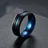 8MM мужские кольца из нержавеющей стали с синим пазом и скошенным краем, мужское обручальное кольцо, ювелирное украшение для мужчины