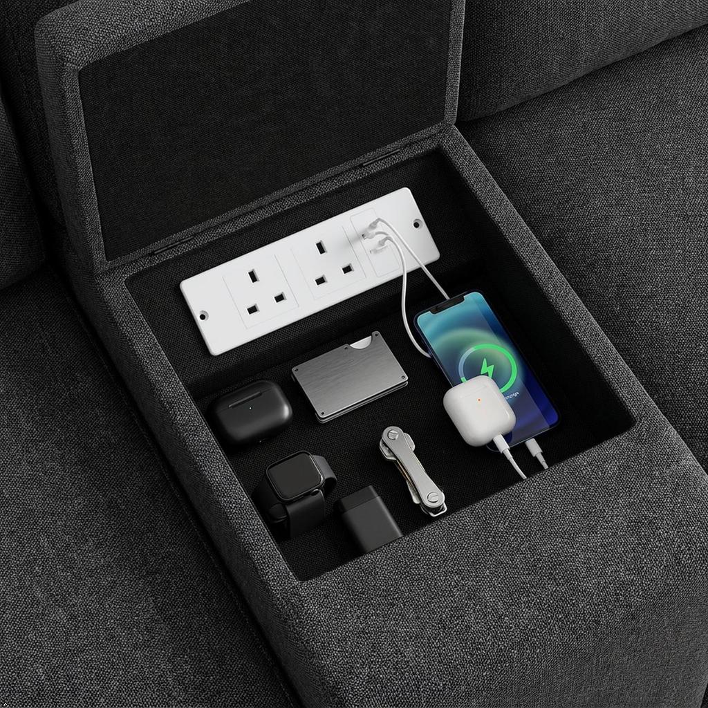 Recessed Power Strip 2 AC Outlets 2 USB A Ports 1.5m Extension Cord Flush Mount Desktop Charging Station for Home Office Furniture