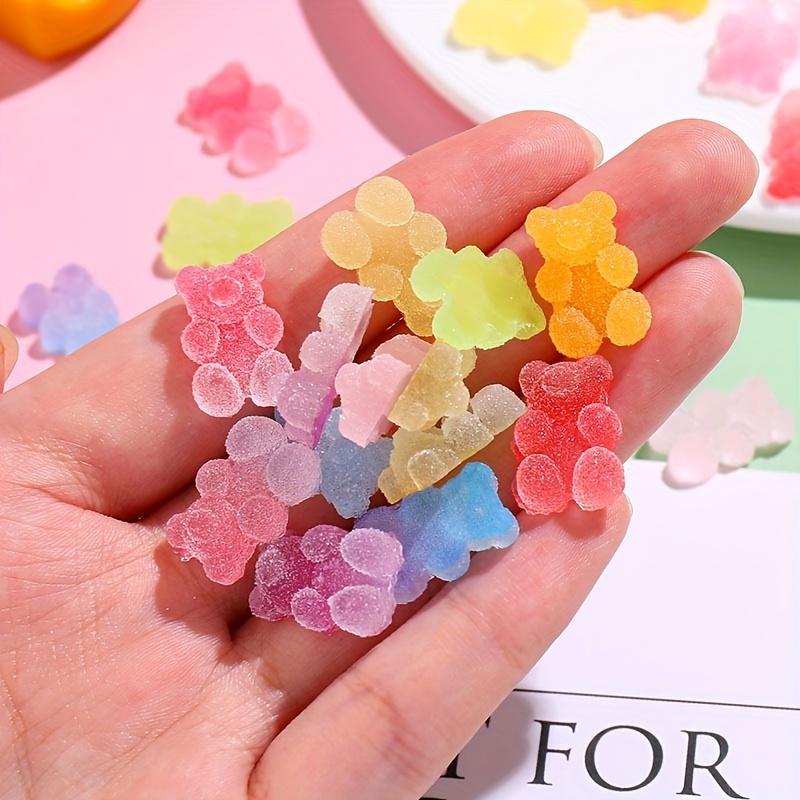 10/50 Candy Bear Flat Resin Pendants for Nail Art and Jewelry Making