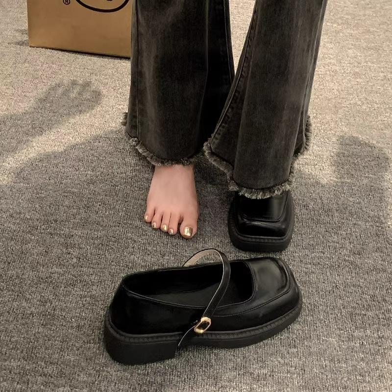 Французский ретро британский стиль маленькие кожаные туфли женские весенние новые туфли Мэри Джейн с квадратным носком на низком каблуке с открытым подъемом одиночные туфли