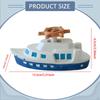 Resin Boat Model Marine Ornament Accent Desk with Steering Wheel Ship Figurine for Gift Cupboard