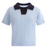 Shop   Women Color Block Cable KniT ShorT Sleeve T shirT Ivory Bom Wkn 11885