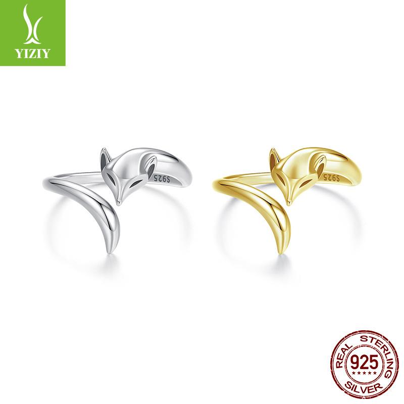 Кольцо Открытое Животное Лиса, Кольцо-Шарм из Стерлингового Серебра 925 пробы