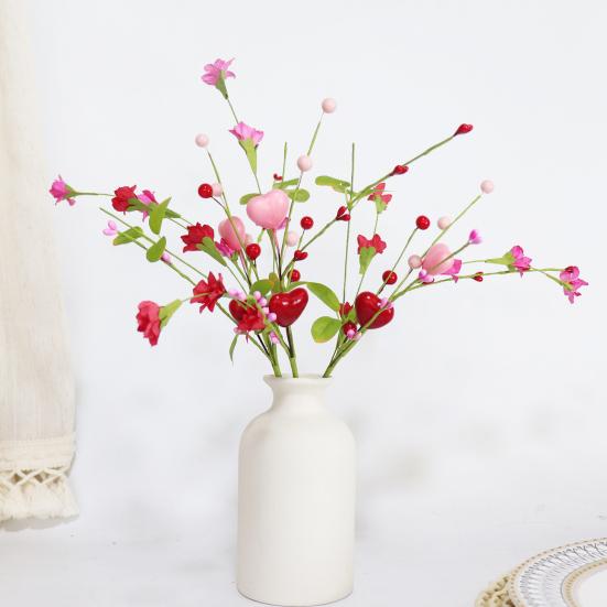 Yousheng Valentine's Day Artificial Berry Stems Pink Red Heart Shaped Berry Picks for Valentine's Day Wedding Party Anniversary Table Home Decor
