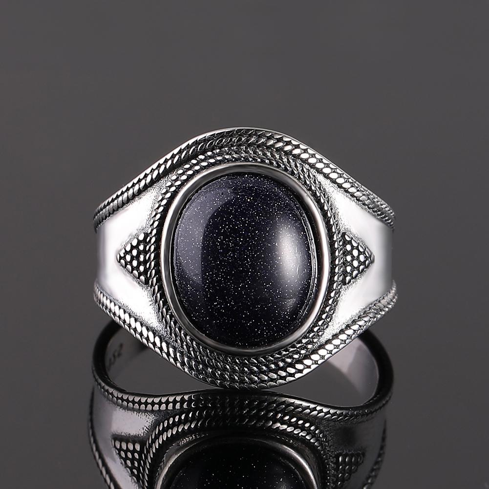 Серебряное кольцо S925 для женщин Овальное Круглое Каплевидное Натуральный Синий Песчаник Кольцо Подарок В форме Солнца Ретро Роскошное Тонкое Ювелирное изделие