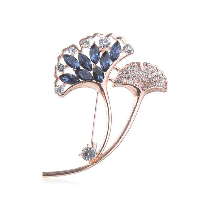 Rhinestone Flower Brooch Bouquet Blue Crystal Corsage Pins Broches Para Ropa Mujer Gift For Women Girls